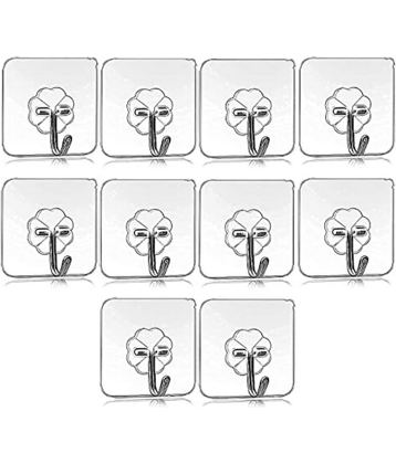 BLUE HOME AND KITCHEN Stainless Steel Self Adhesive Waterproof Hooks (Pack Of 10)