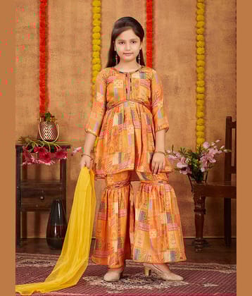 Aarika Girls Silk Kurta and Sharara Set ( Pack of 1 , Yellow )