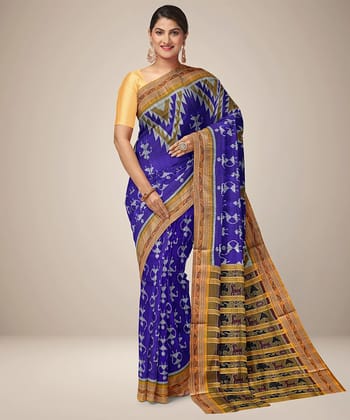 Tribal design handwoven khandua silk saree