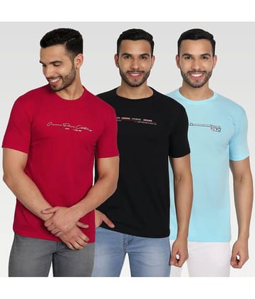 Zeffit Pack of 3 Cotton Blend Regular Fit Men's T-Shirt ( Multicolor )