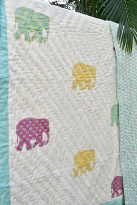 Jaipur Elephant Premium  Mul Mul Cotton Quilt - Single 60x90 inches