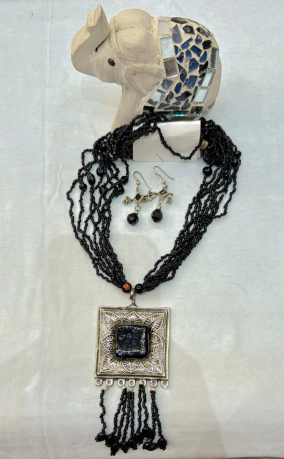 RNK Black Big Pendent  Set