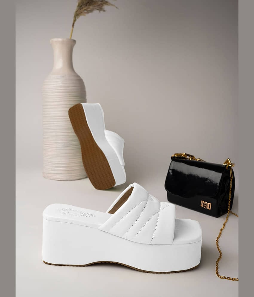 Shoetopia Retro Style White Platform Heels & Girls