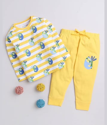 BUMZEE Pack of 2 Baby Boys 100% Cotton Tshirt & Pajama set ( Yellow )