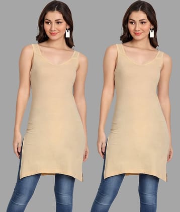 AIMLY Cotton Tanks - Beige Pack of 2