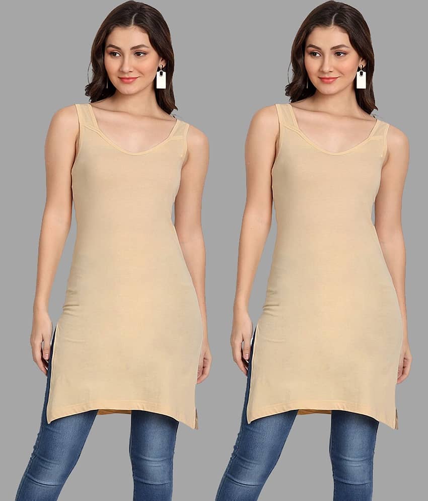 AIMLY Cotton Tanks - Beige Pack of 2