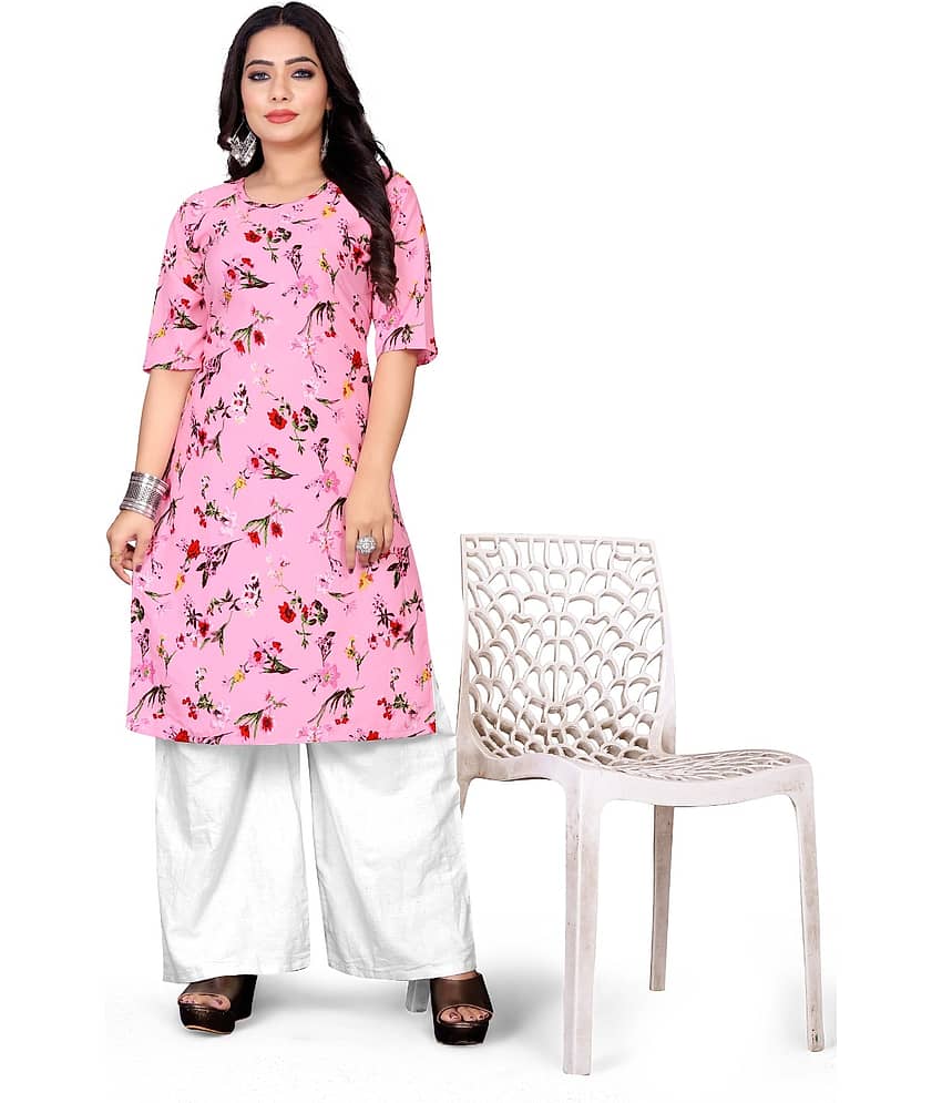 THE PRIVATE LABLE Rayon Printed Straight Women's Kurti - Navy Blue ( Pack of 1 )
