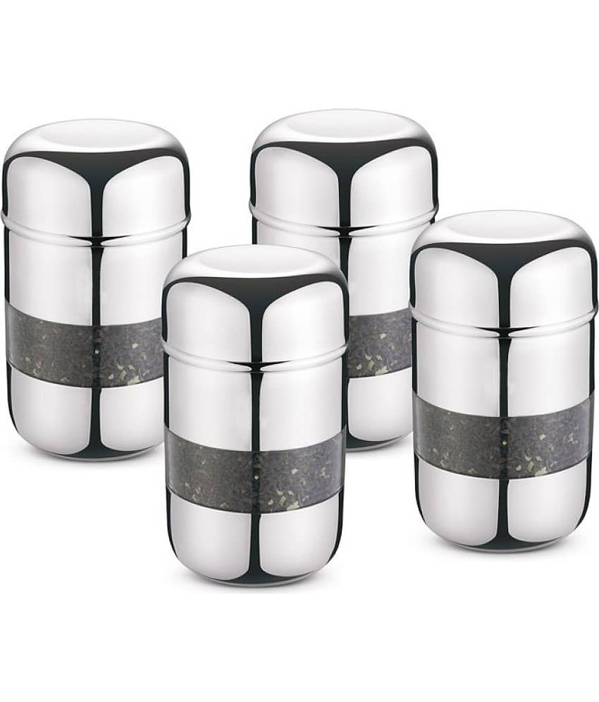 Classic Essentials Capsule Container Steel Transparent Tea/Coffee/Sugar Container ( Set of 4 )