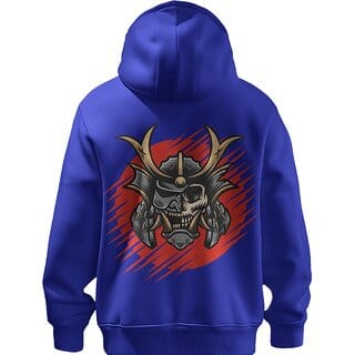 BULL CLOTHING Mens Samurai Helmet Graphic Hoodie - 60 Cotton 40 Poly 280 GSM Fleece Pullover Sweatshirt 