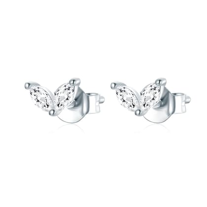 Two petal stud earring-Rhodium plated