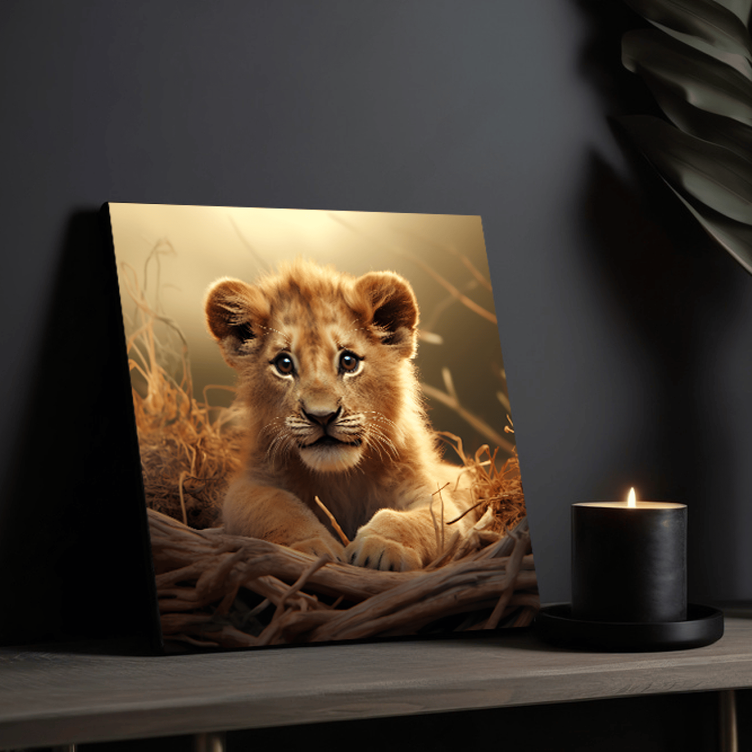 Cute Cub Wood Print Wall Art-9 X 9 Inches / Pinewood Thickness: 6mm