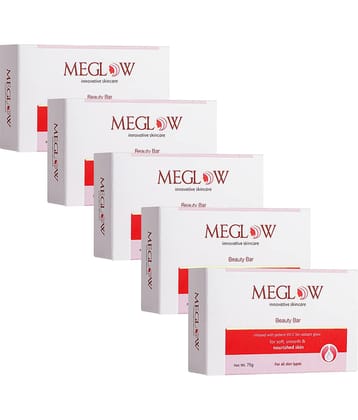 Meglow Beauty Bathing Soap with Vitamin-C For All Skin Type 75g ( Pack Of 5 )