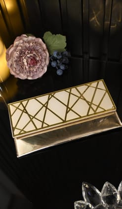 White & Gold Dancing Line: Clutch
