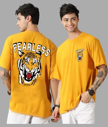 Leotude Pack of 1 Cotton Blend Oversized Fit Men's T-Shirt ( Mustard )