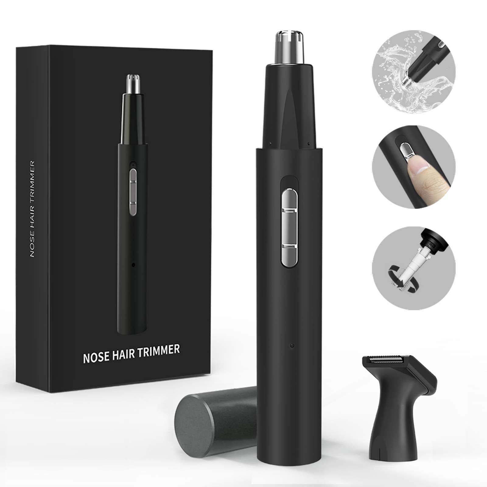 Nose Hair Trimmer For Men And Women, 2-In-1 Professional Painless Usb Rechargeable Nasal And Ear Hair Trimmer, Ipx7 Waterproof, Wet And Dry, Safe, Comfortable And Easy To Clean (Black) Nose Hair Trimmer For Men And Women, 2-In-1 Professional Painless Usb