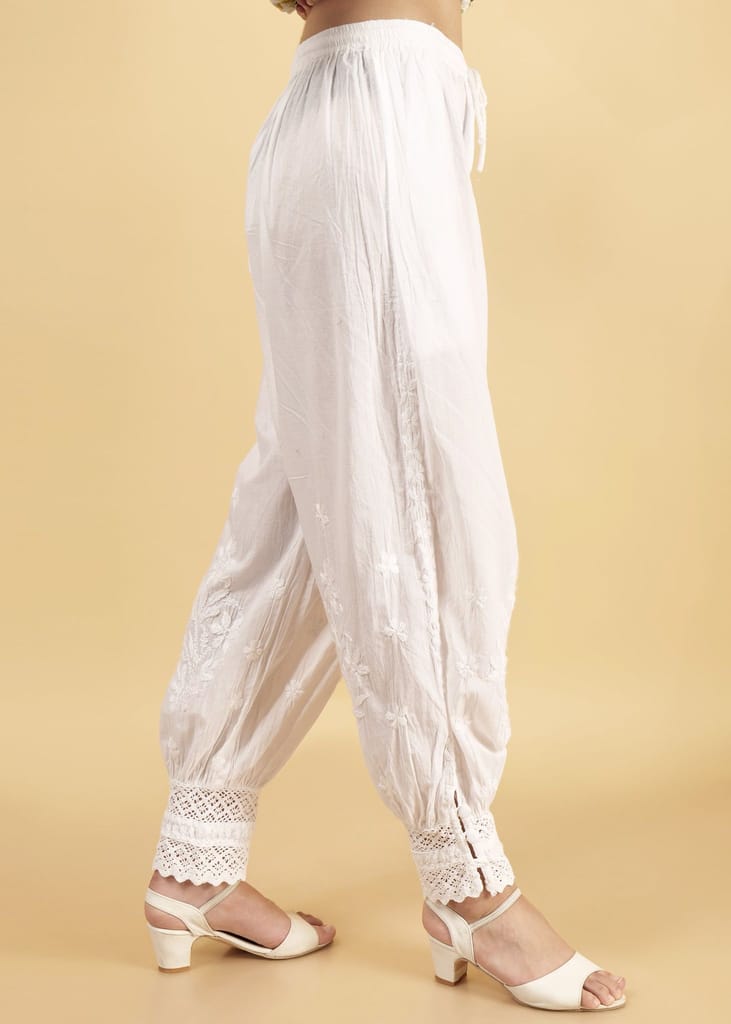 Hand Embroidered Lucknow Chikankari Cotton Afgani Salwar