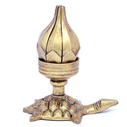 Brass Curved Metal Flower Candle Holder On Tortoise (BSMAS1188 A)