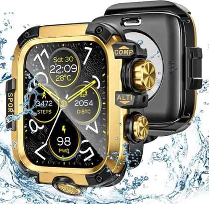 Luxury Goton 2 in 1 Waterproof Metal Case By iSerieshub Compatible for Apple Watch-Gold / 44MM