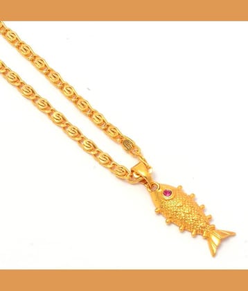 Jewar Mandi New Design Gold Plated Locket/Pendant with Link Chain Daily use for Men, Women & Girls, Boys