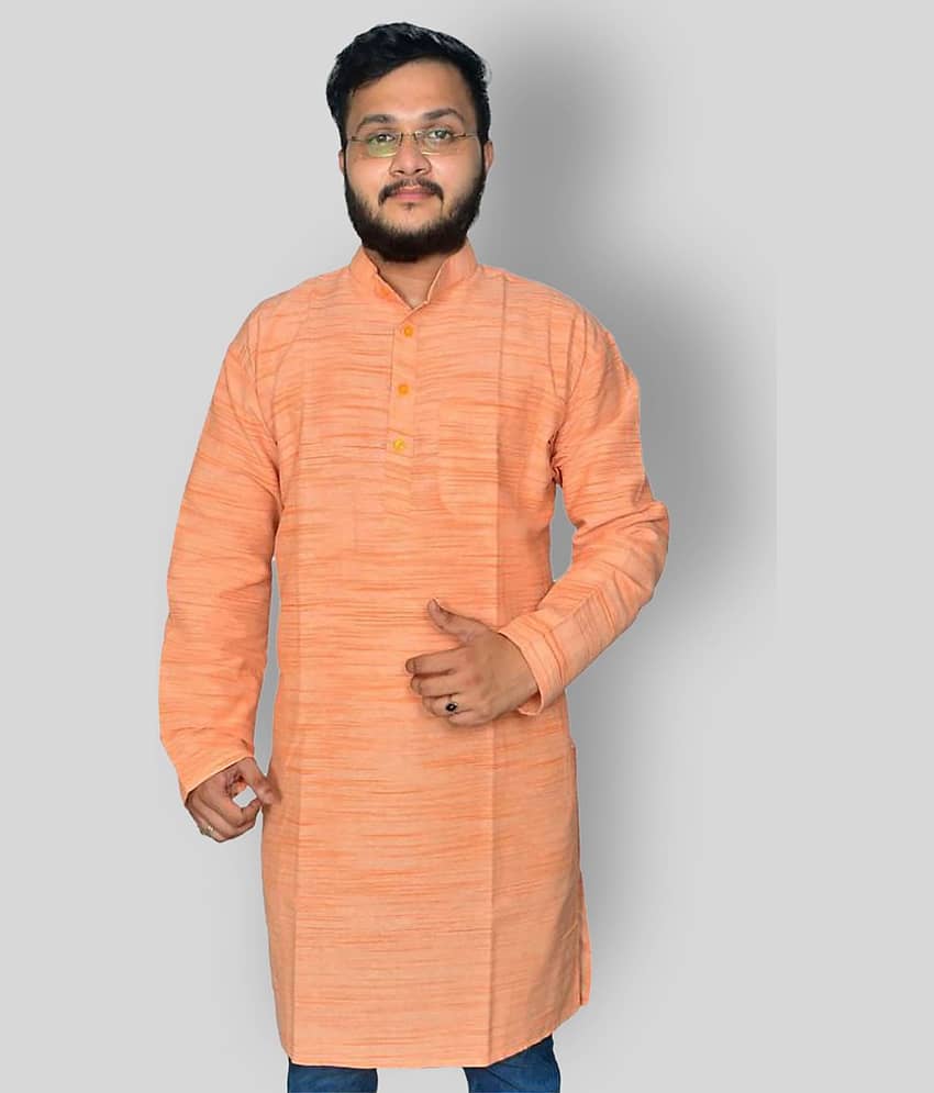 DESHBANDHU DBK - Orange Cotton Blend Men's Regular Kurta ( Pack of 1 )