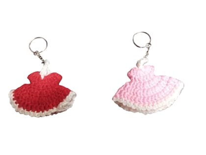 Handmade Colorful Frock Keychain - Cute Yarn Accessory Handmade Colorful Frock Keychain - Cute Yarn Accessory