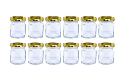 Puramio 40 ml Round Glass Bottle With Metal Cap - (Set of 12)
