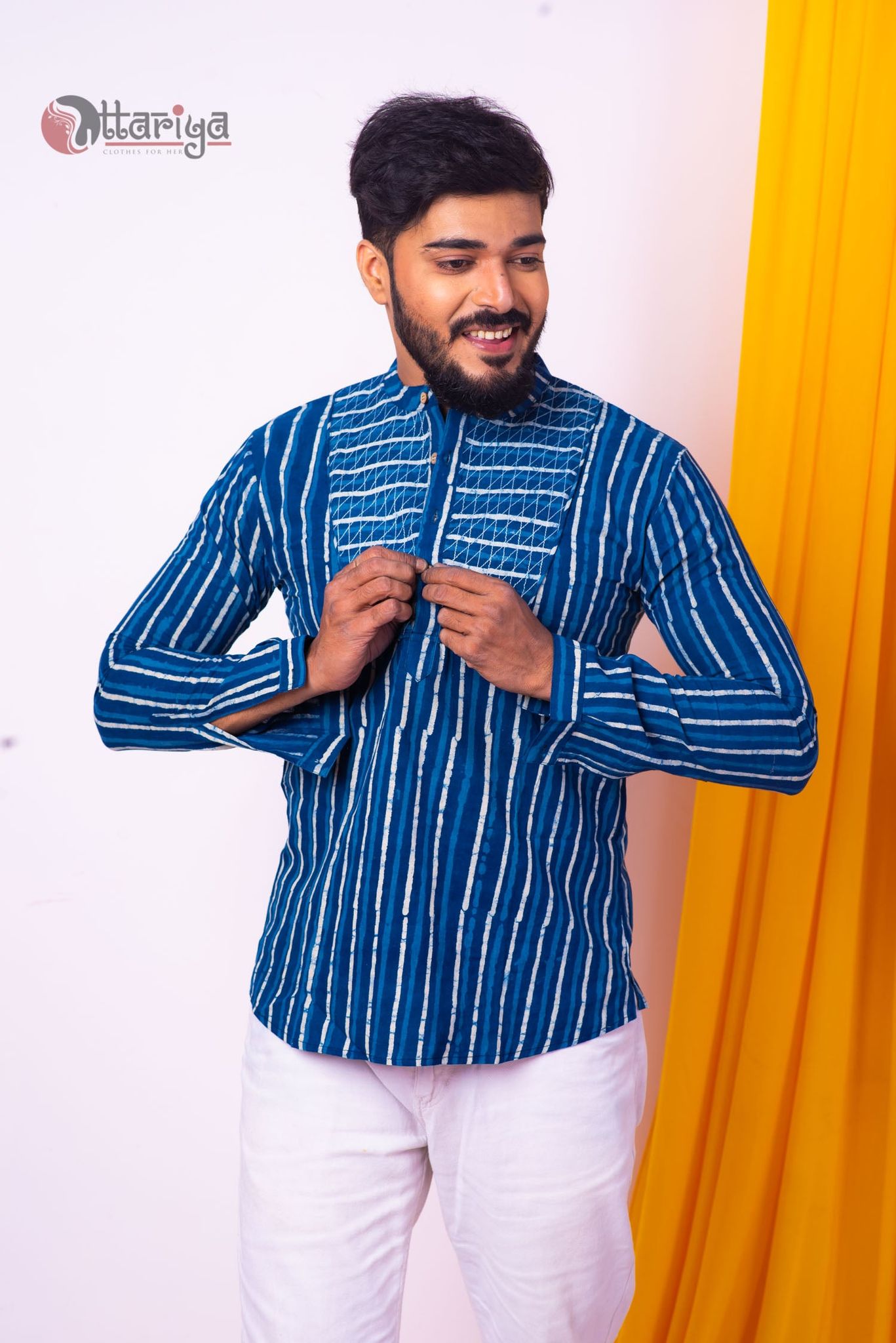 Handloom Cotton Indigo Kurta-L-40