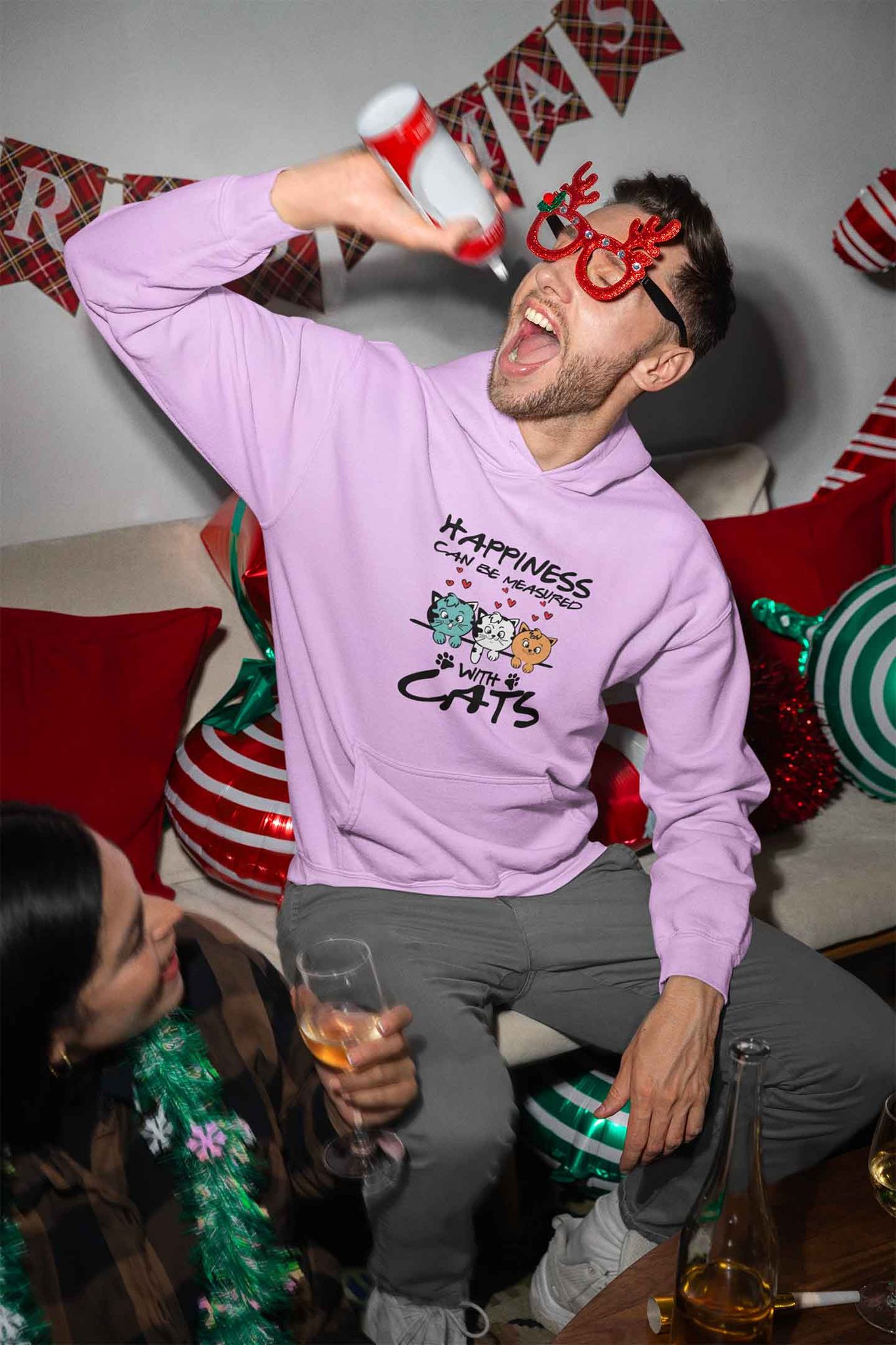 Hoodie (Men) - Feline Happy (7 Colours)