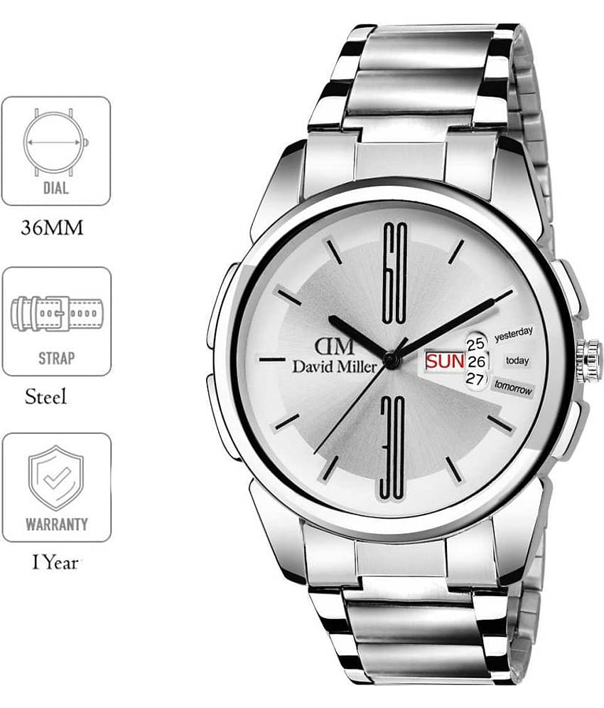 David Miller - Silver Stainless Steel Analog Men's Watch