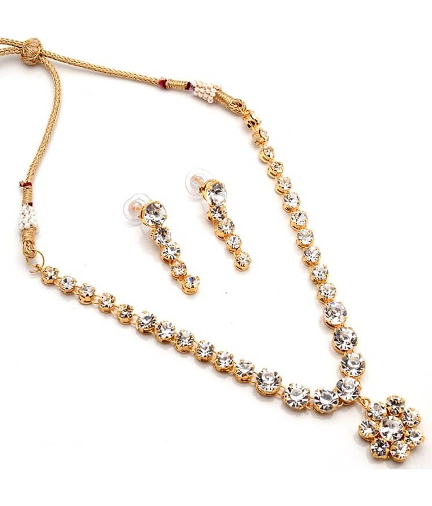 Jewar Gold Brass Necklace Set ( Pack of 1 )