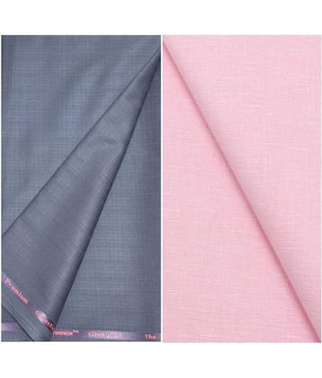 KUNDAN SULZ GWALIOR Multi Linen Unstitched Shirts & Trousers 1 Pant and Shirt Piece For Men