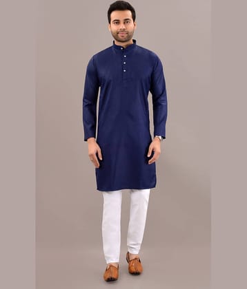 MOUDLIN Blue Cotton Blend Regular Fit Men's Kurta Pyjama Set ( Pack of 1 )