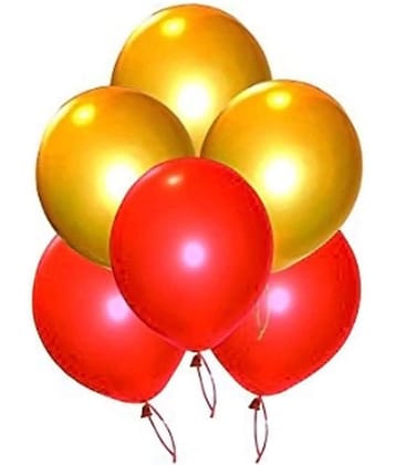 Pixelfox 100 Pc. Metallic Balloons (Red/Gold) Birthday, Party, Festival, Diwali Christmas New Year Anniversary