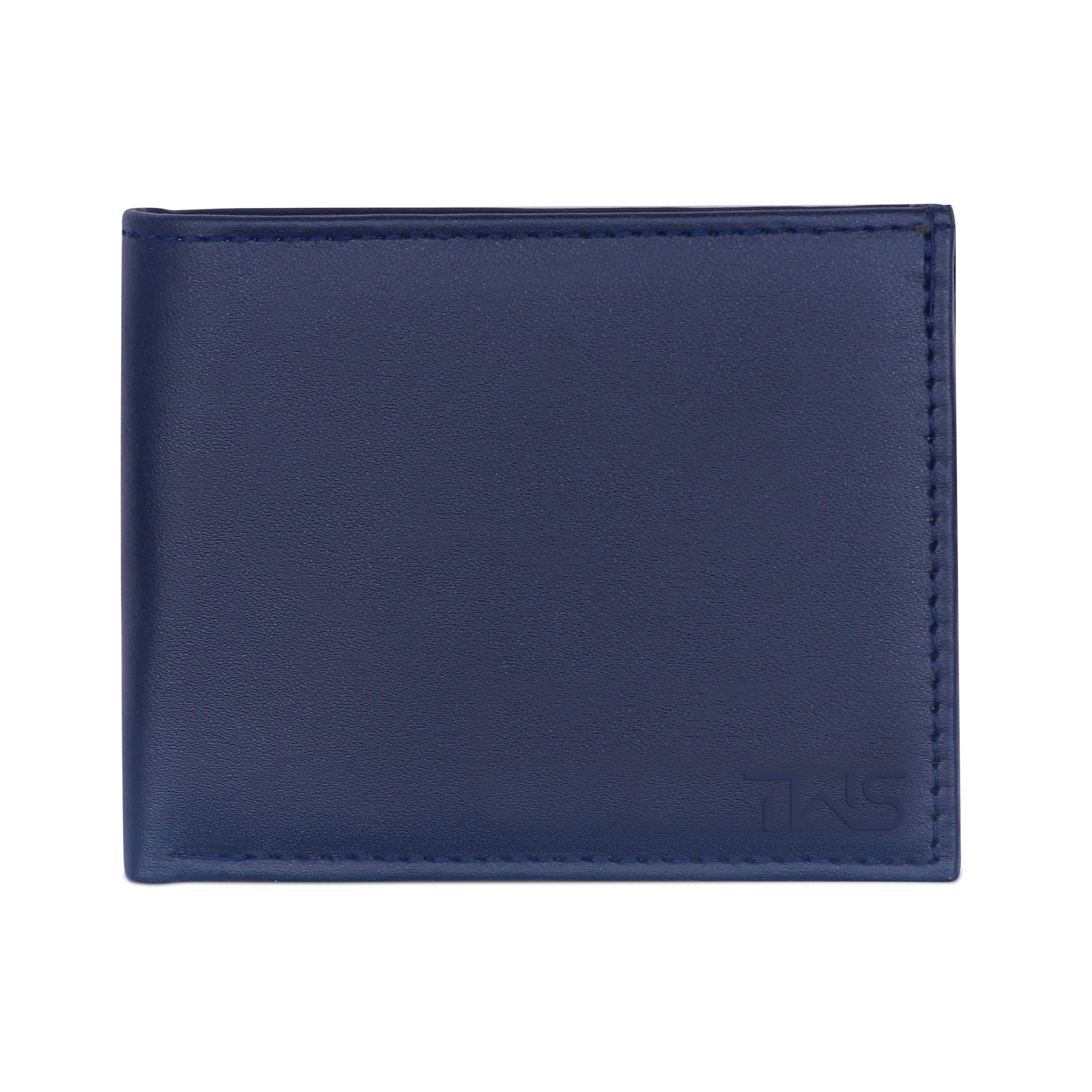 The Wallet Store Solid Leather Wallet For Men - Blue