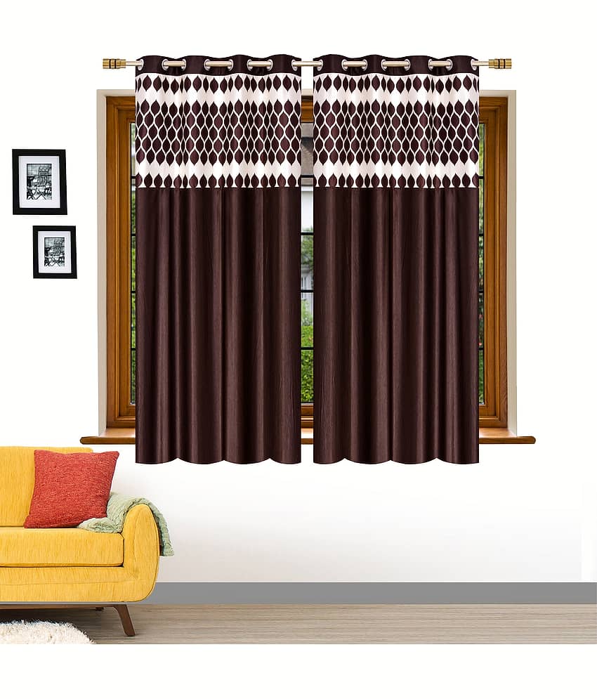 Stella Creations Solid Room Darkening Eyelet Curtain 5 ft ( Pack of 2 ) - Brown