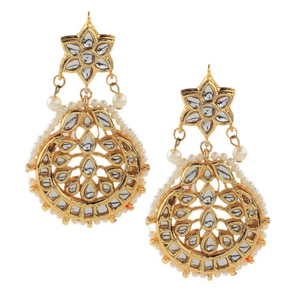 Traditional Kundan Chandbali Dangle Earrings for Women