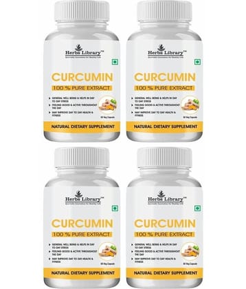 Herbs Library Curcumin Supplement Improve Health & Fitness 60 Capsules Each (Pack of 4)