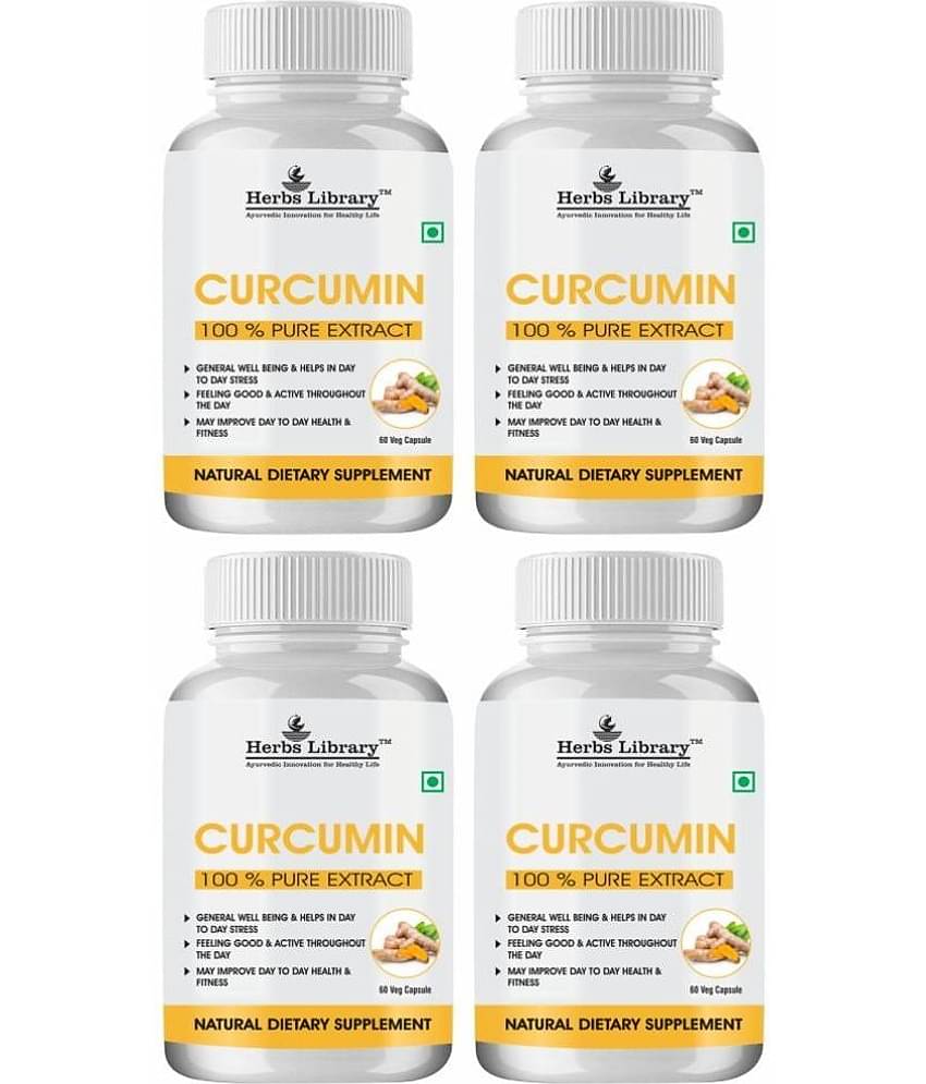 Herbs Library Curcumin Supplement Improve Health & Fitness 60 Capsules Each (Pack of 4)