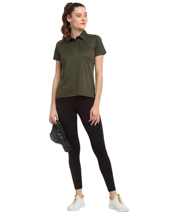 Invincible Women’s Raglan Polo T-Shirt-Olive / XS