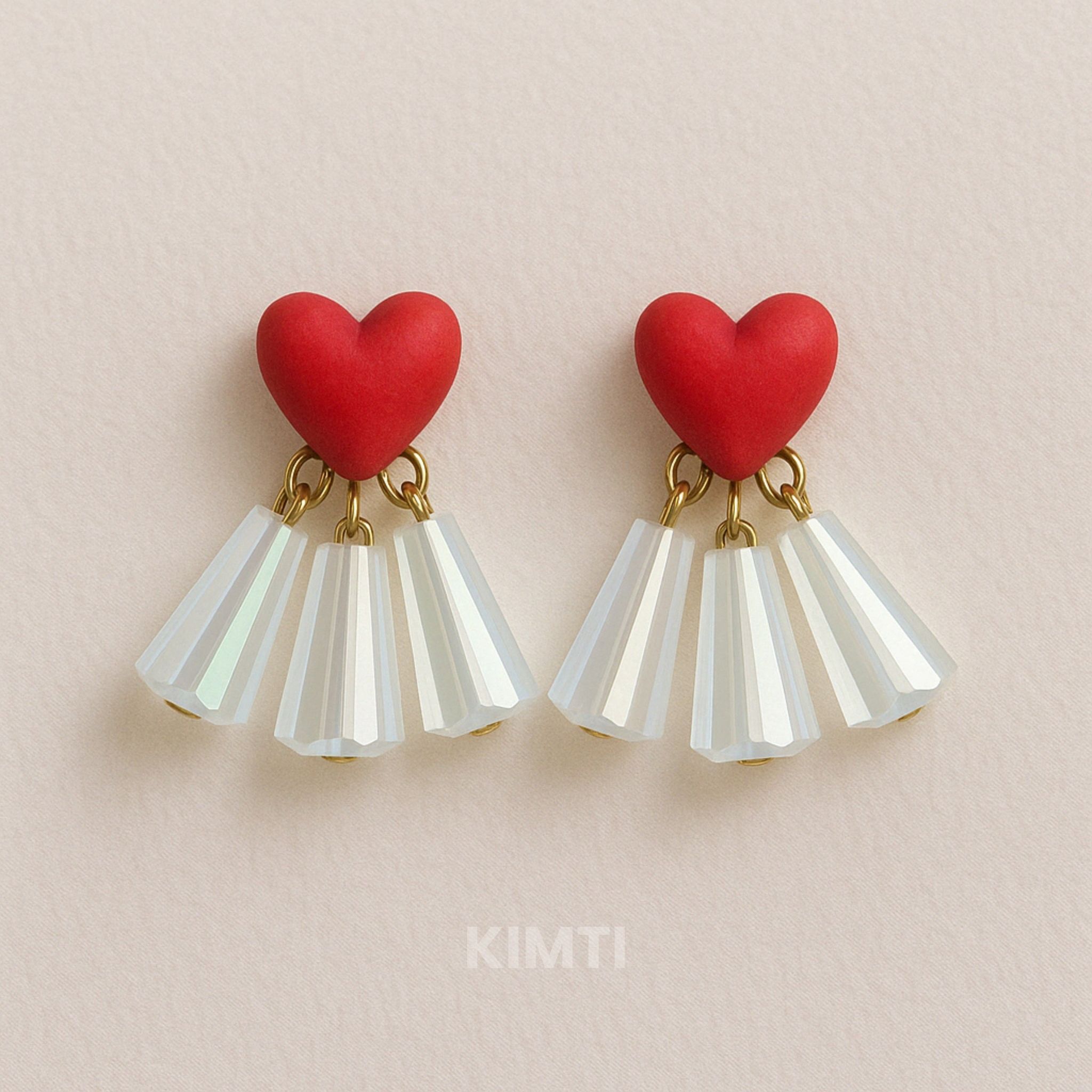 Red Heart Studs Earring
