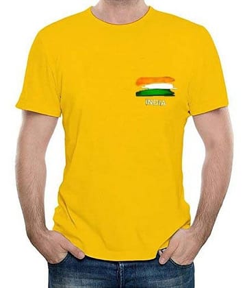 code yellow Polyester Regular Fit Printed Half Sleeves Men's Round T-Shirt - Yellow ( Pack of 1 )