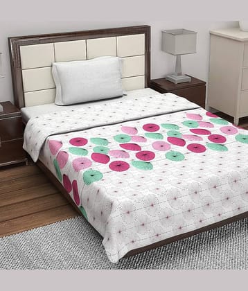 DIVINE CASA Single Cotton Pink Floral Dohar