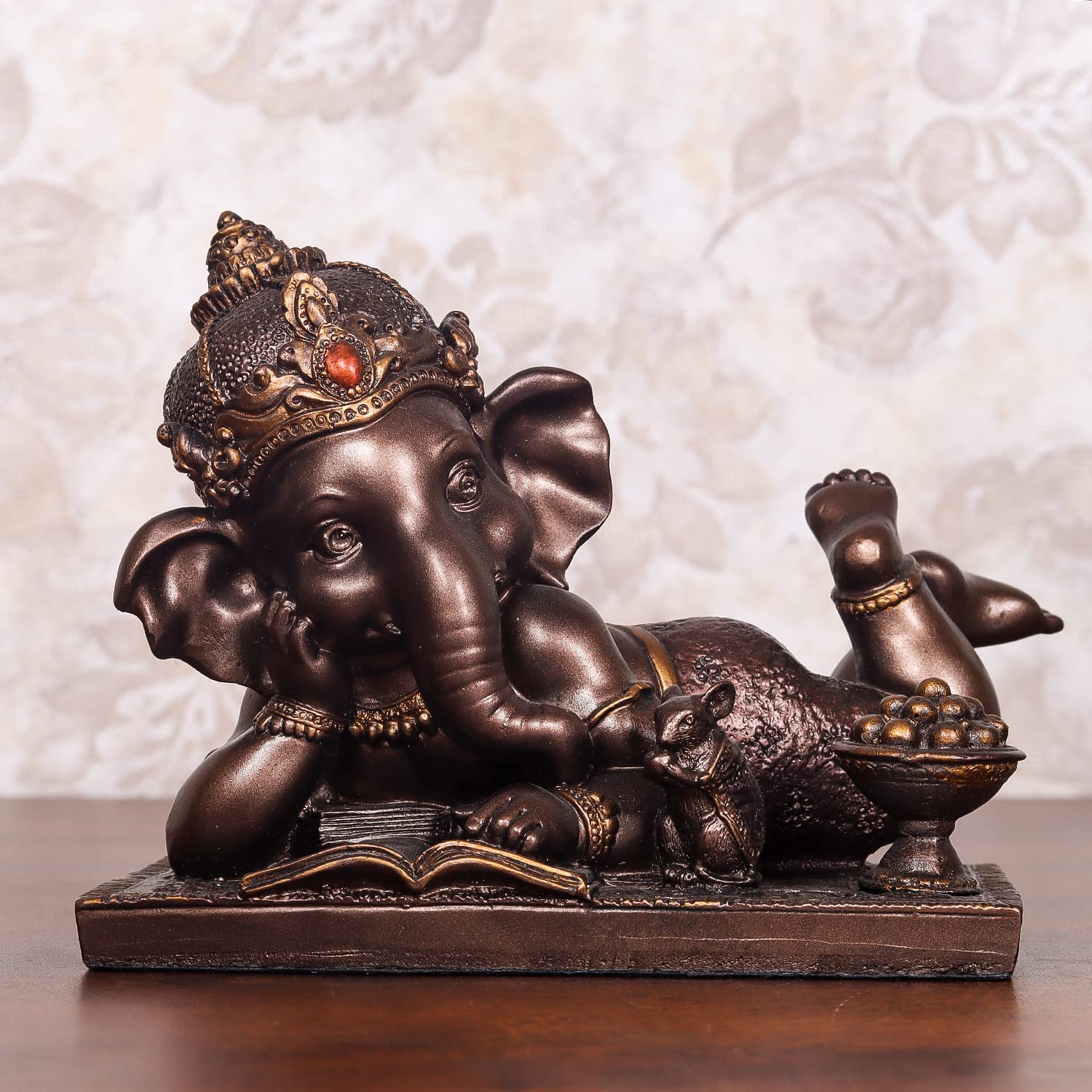Craftlayout Resin Ganesha Statue with Bronze Finish 5 Inch