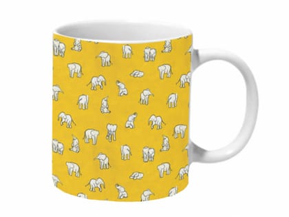 Multicolor Cute Lil Elephants Ceramic Mug
