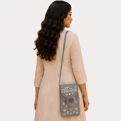 Blush Petal Embellished Mobile Sling Bag