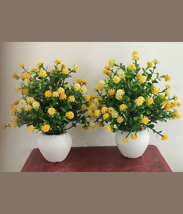 BAARIG - Yellow Daisy Artificial Flower ( Pack of 2 )