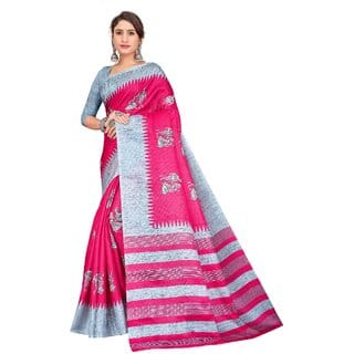 SVB Sarees Womens Pink Colour Khadi Printed Saree