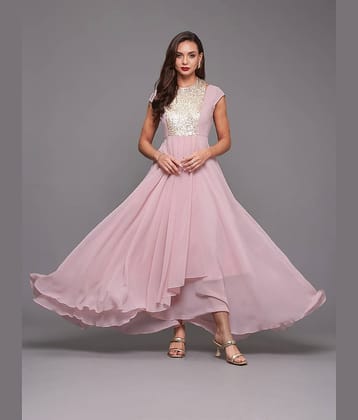 Miss Chase Women Polyester Solid Gown ( Pink )