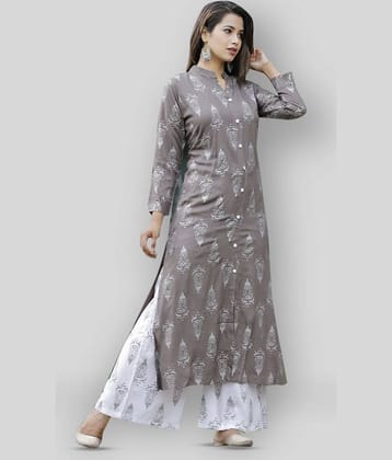 LEE MODA EXPORT Women Rayon Printed Kurti With Pants ( Light Grey )