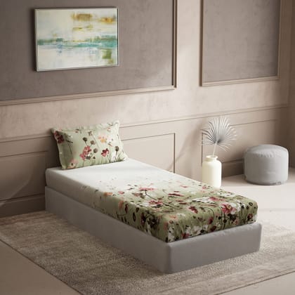 DDECOR - Cherish Collection 100% Cotton Floral Pattern 150TC Single Bedsheet|152 CM X 224 CM| - Red